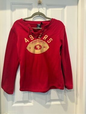 NFL San Francisco 49ers Red Lace-Up Hoodie with Gold Logo